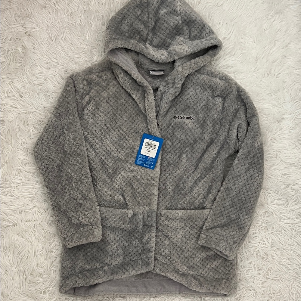 Columbia Girls Gray Sherpa Soft Cozy Hooded Jacket